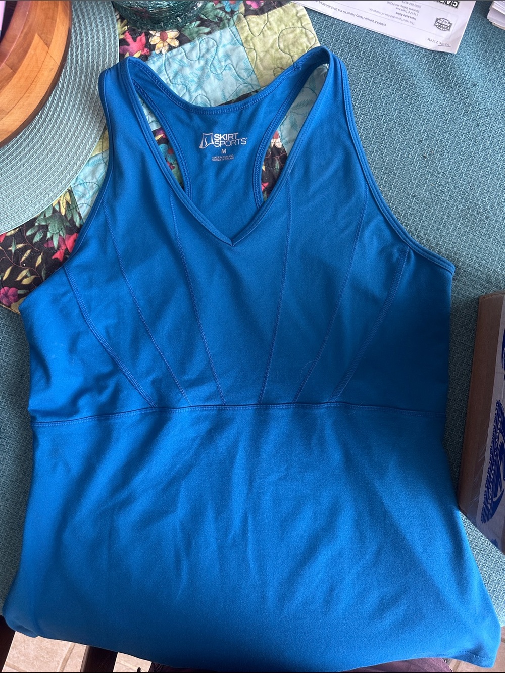 SkirtSports Women’s V-Neck Racerback Tank Top in Bright Blue